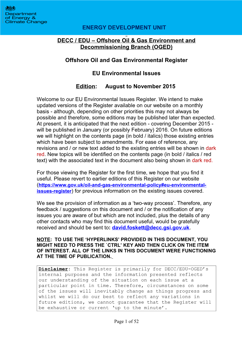 Offshore Oil and Gas Environmental Register
