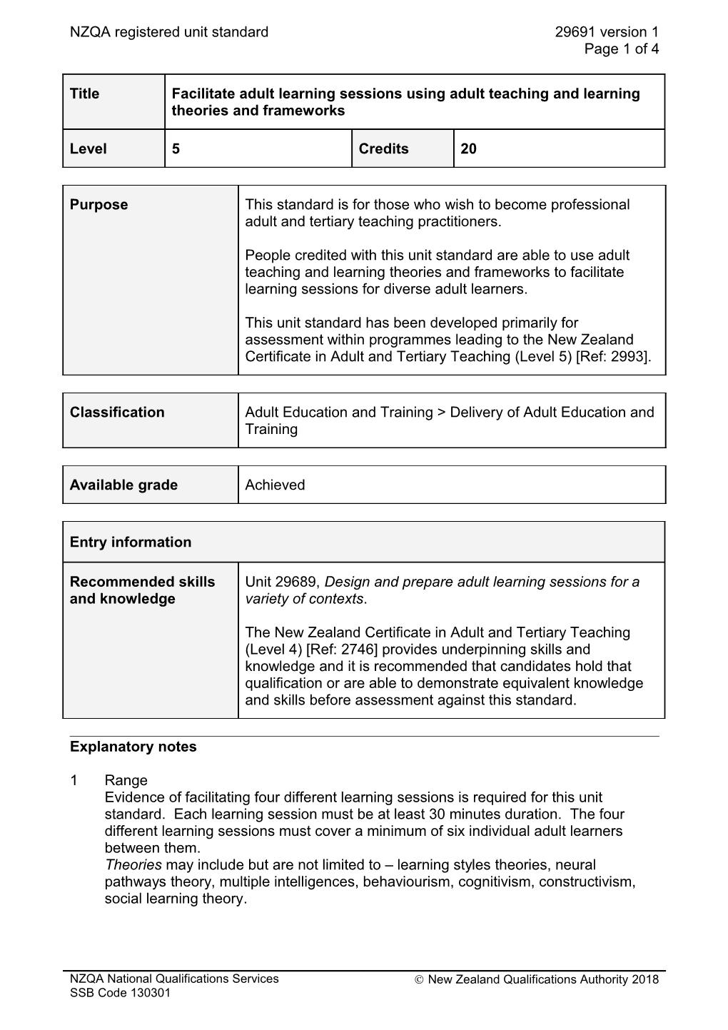 29691 Facilitate Adult Learning Sessions Using Adult Teaching and Learning Theories And