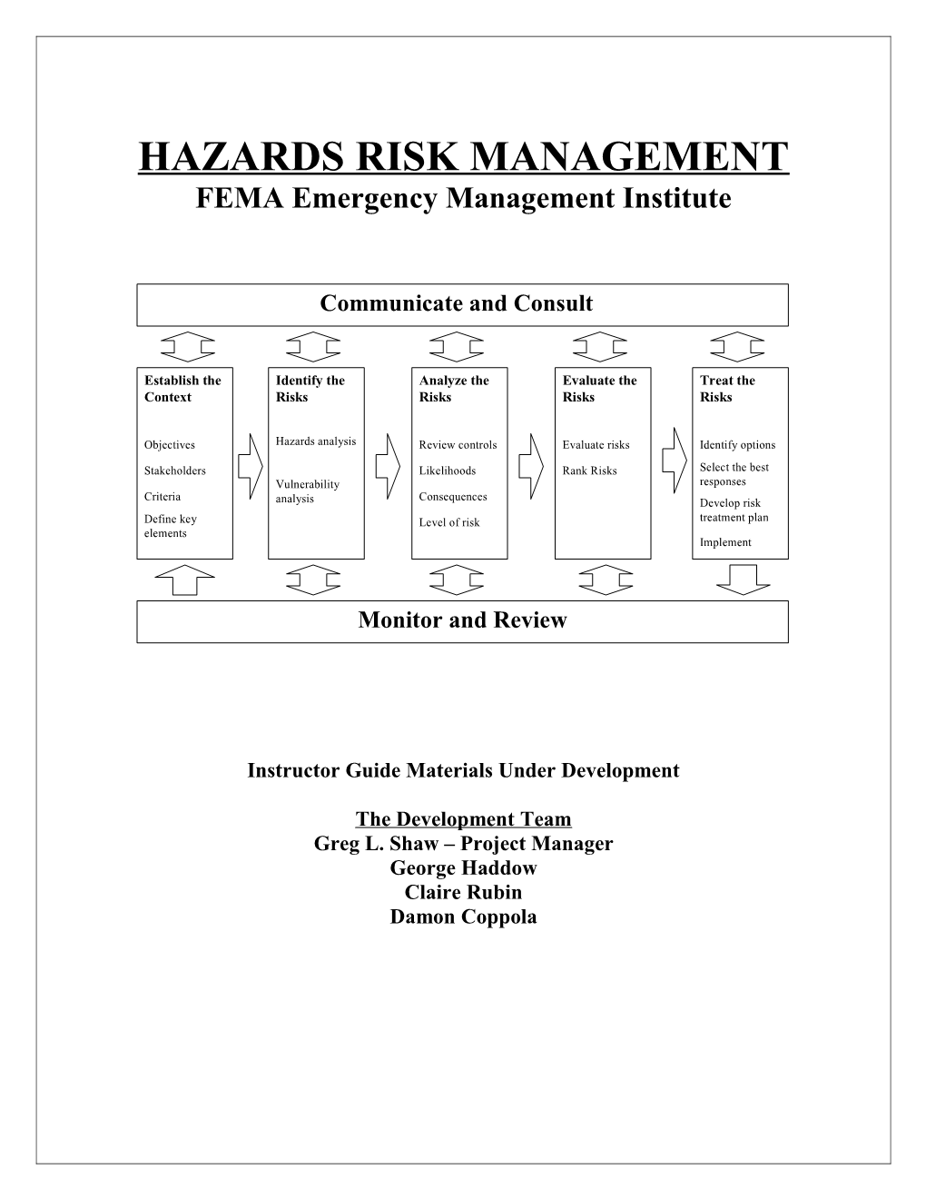 FEMA Hazard Risk Management Course