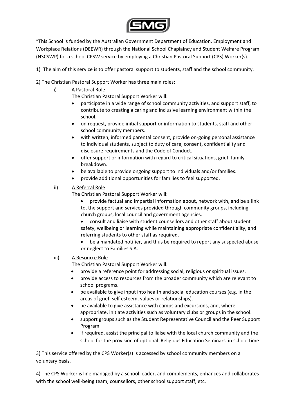 2) the Christian Pastoral Support Worker Has Three Main Roles