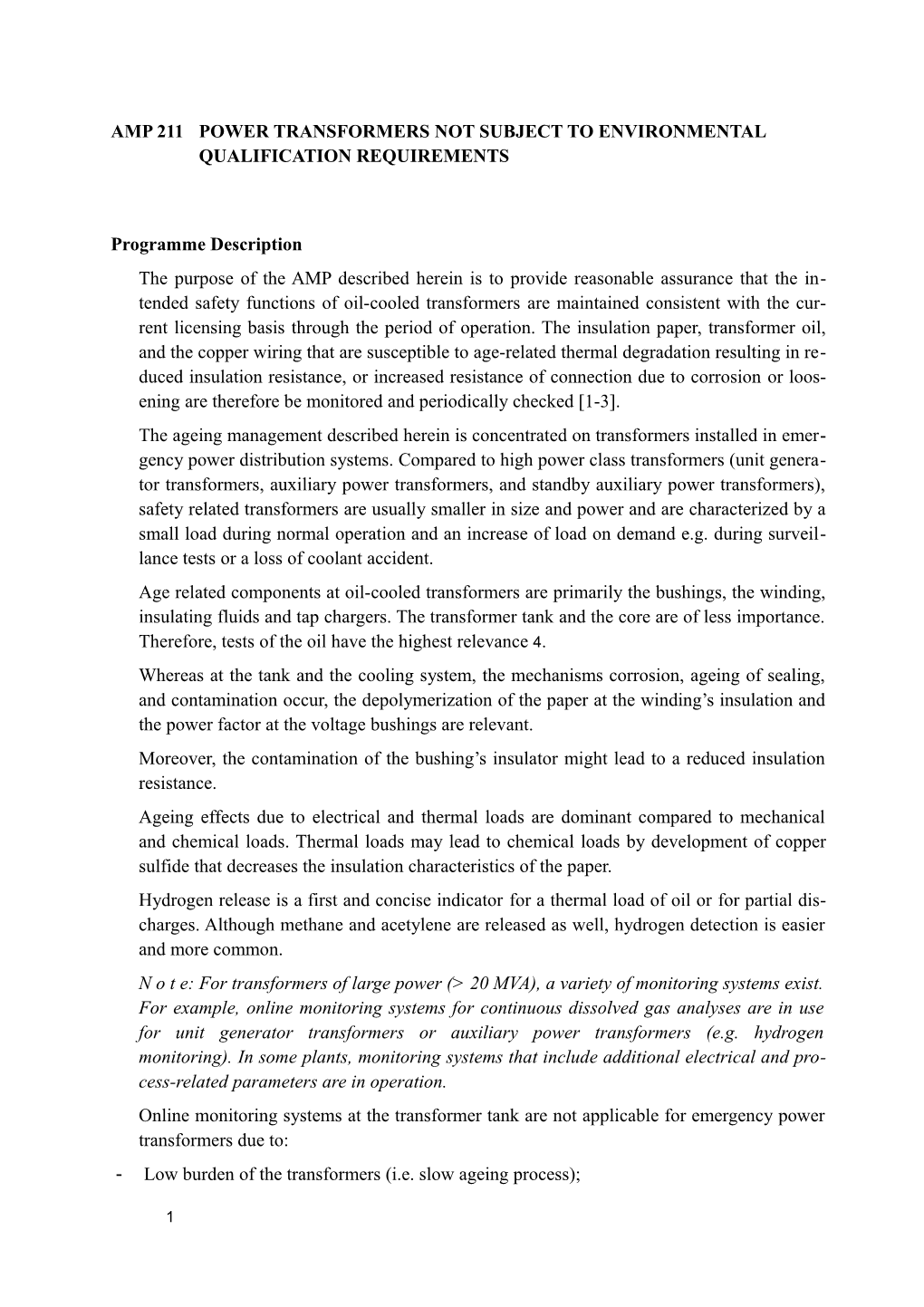 Amp211power Transformersnot Subject to Environmental Qualification Requirements