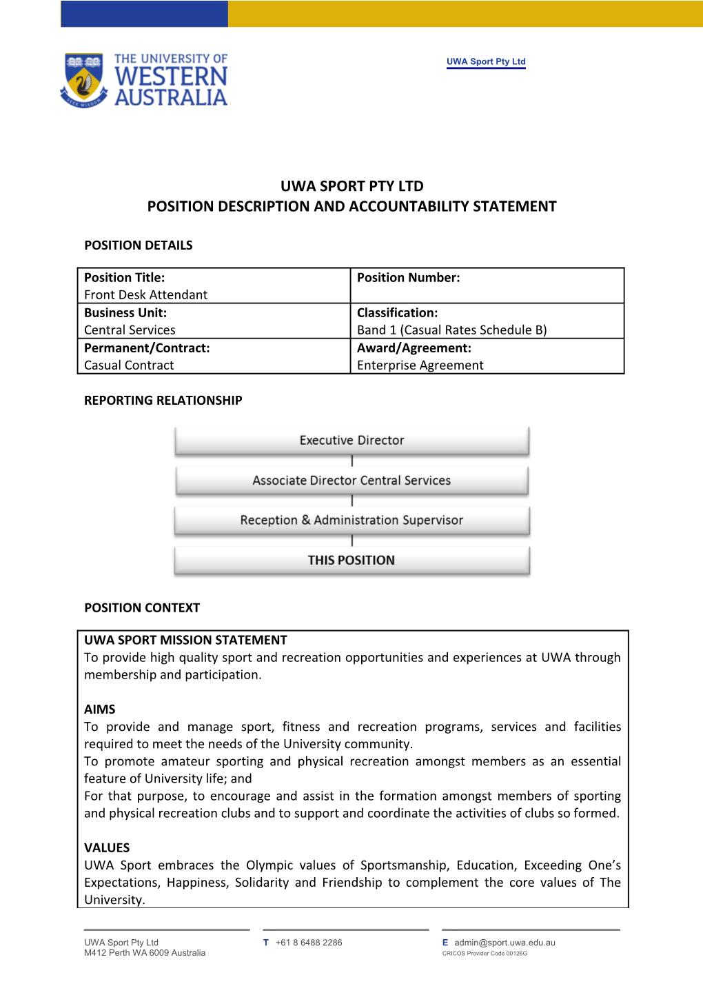 Position Description and Accountability Statement