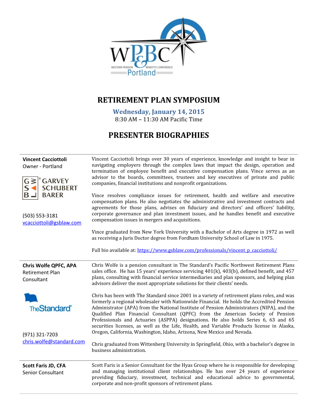 Retirement Plan Symposium