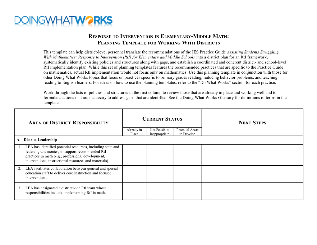 Planning Tool for State Support Teams: Working with Local Education Agencies