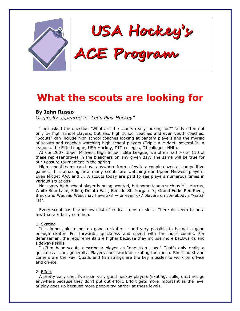 What the Scouts Are Looking For