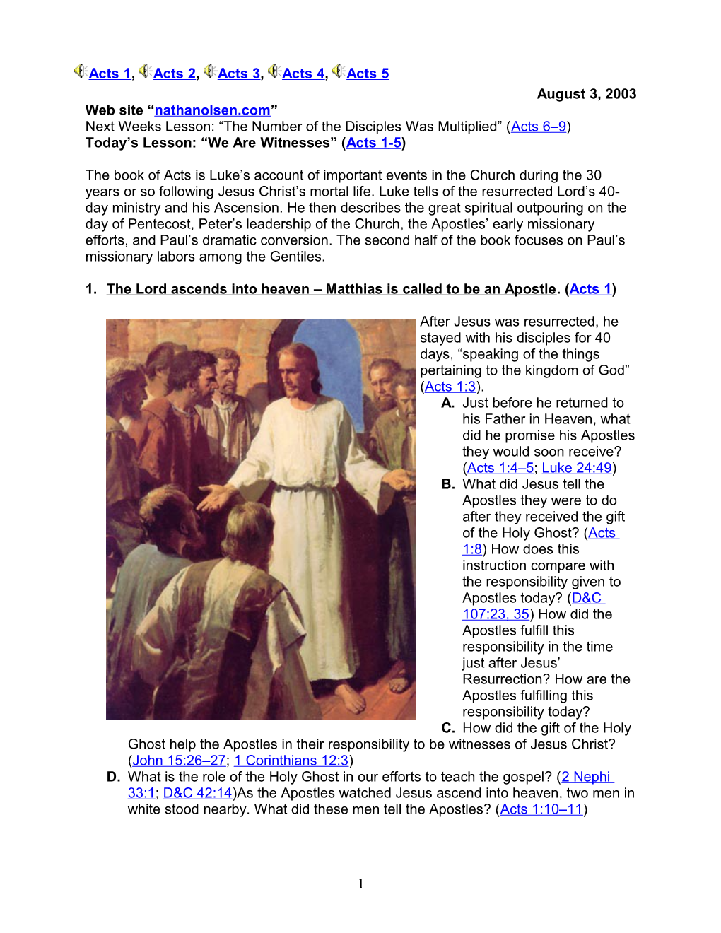 Web Site Nathanolsen.Com Next Weeks Lesson: the Number of the Disciples Was Multiplied