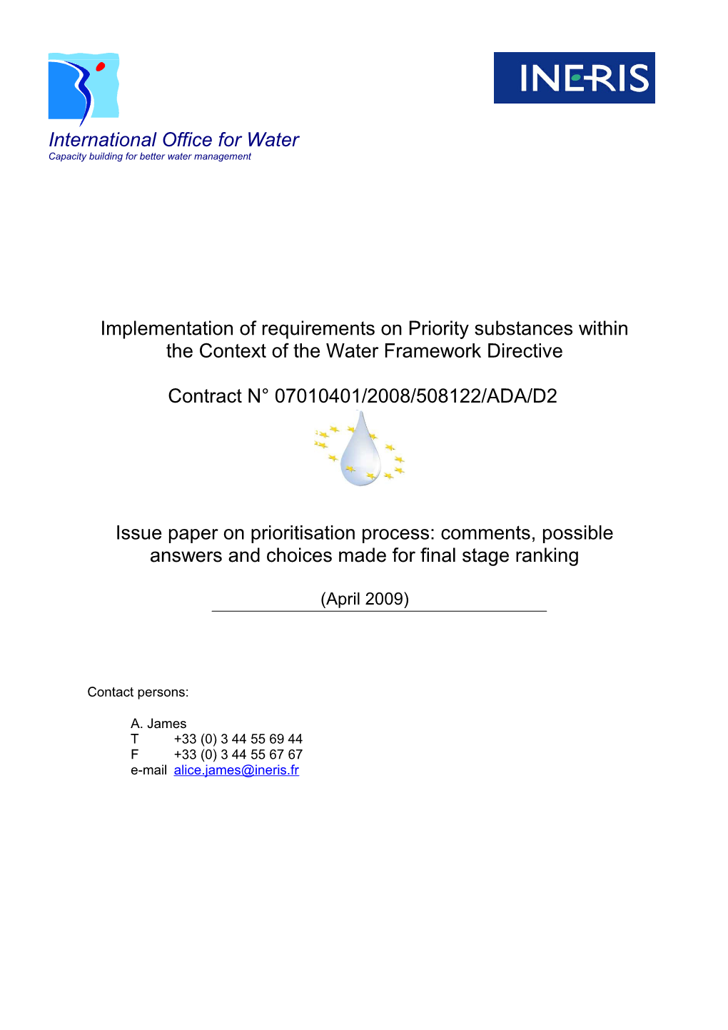 Implementation of Requirements on Priority Substances Within the Context of the Water Framework