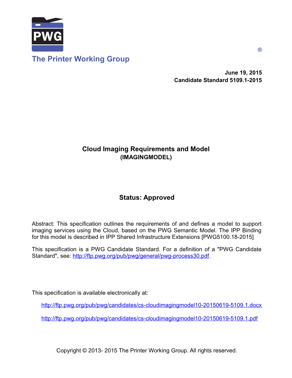 Cloud Imaging Requirements and Model