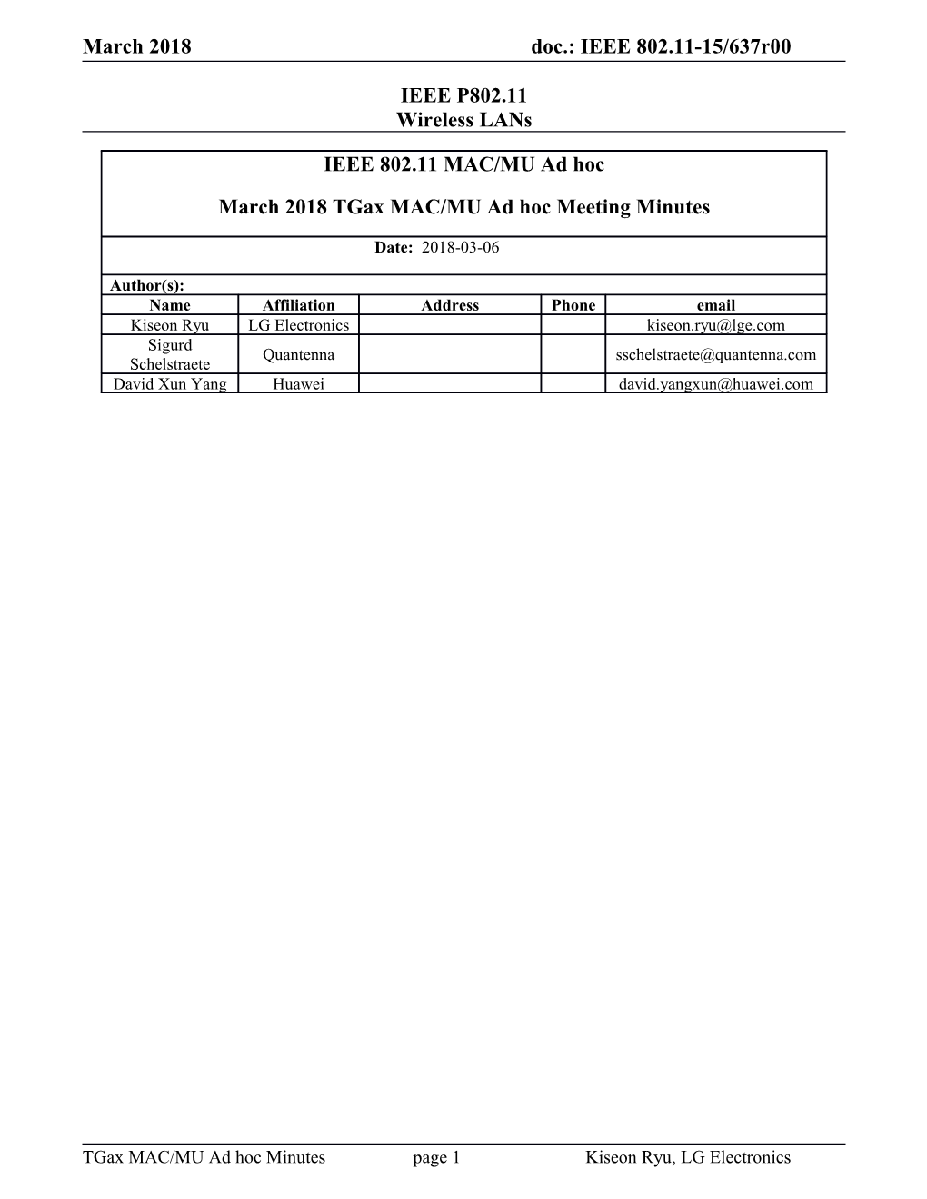 IEEE 802.11 Task Group Ax, MAC/MU Ad Hoc