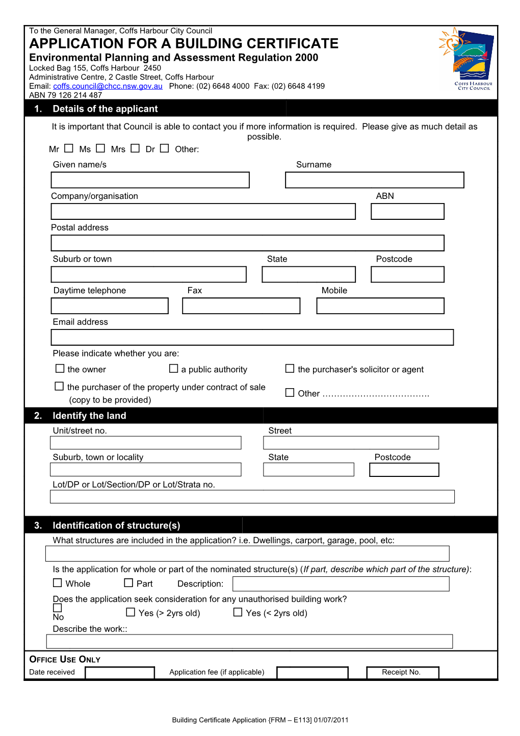Building Certificate Application Form