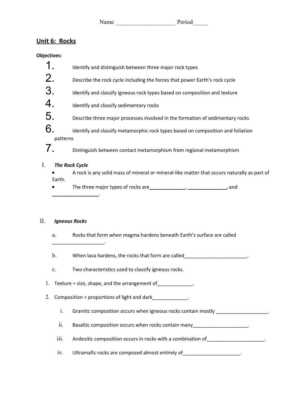 1.Identify and Distinguish Between Three Major Rock Types