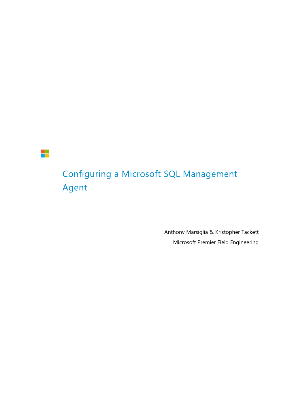 Configuring a Microsoft SQL Management Agent