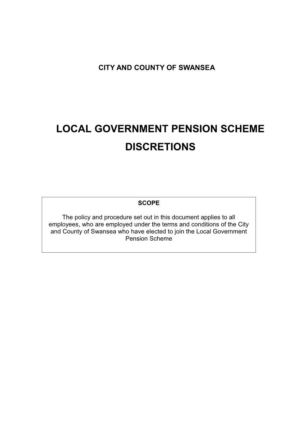 Policy Statement on Discretions Exercised by Bcbc in the Local Government Pension Scheme