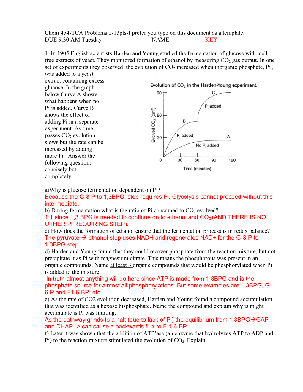 Chem 454-TCA Problems 2-13Pts-I Prefer You Type on This Document As a Template