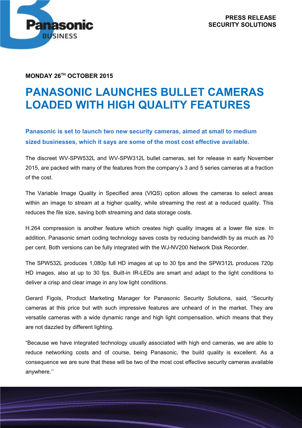 Panasoniclaunches Bullet Cameras LOADED with HIGH QUALITY FEATURES