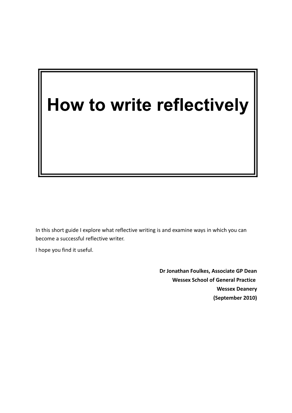 Reflecive Practice Guide