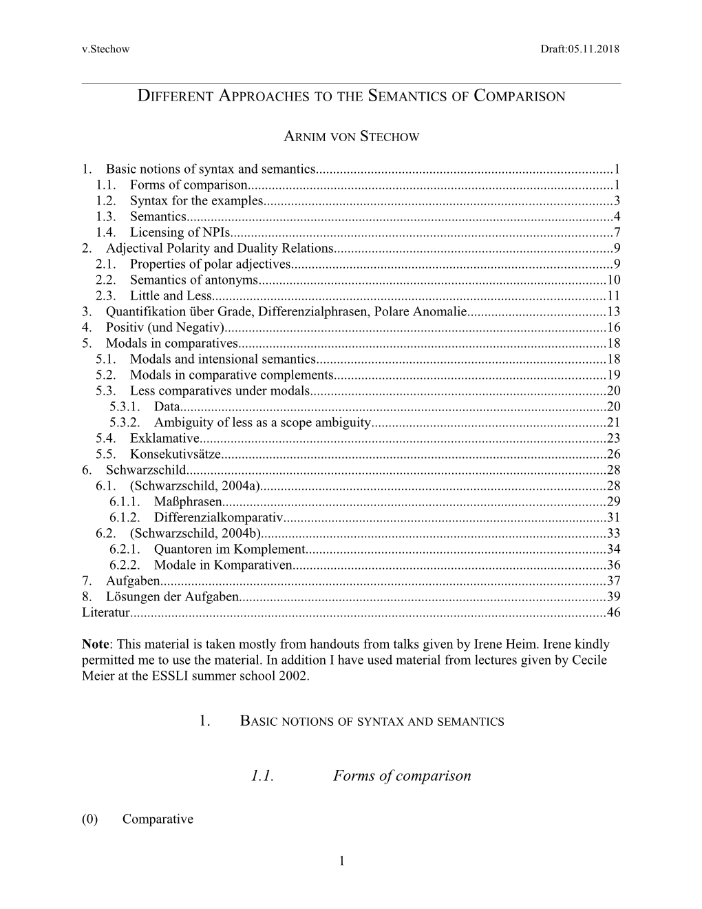 Different Approaches to the Semantics of Comparison