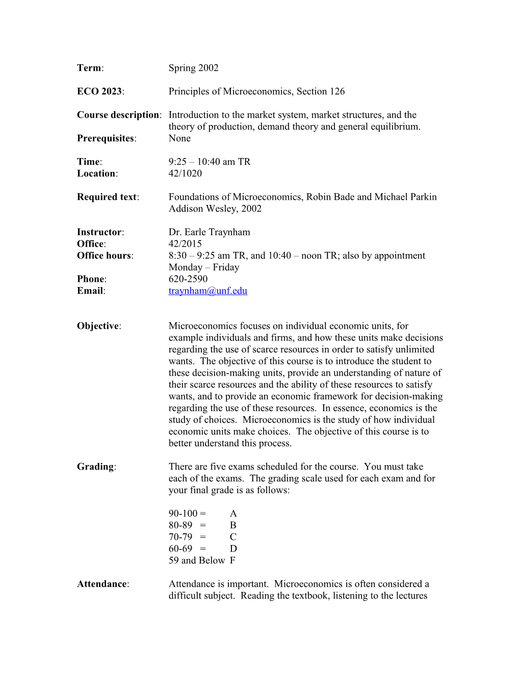 ECO 2023:Principles of Microeconomics, Section 126