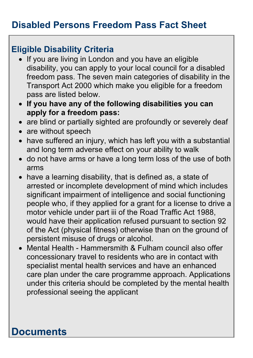 Freedom Pass Fact Sheet