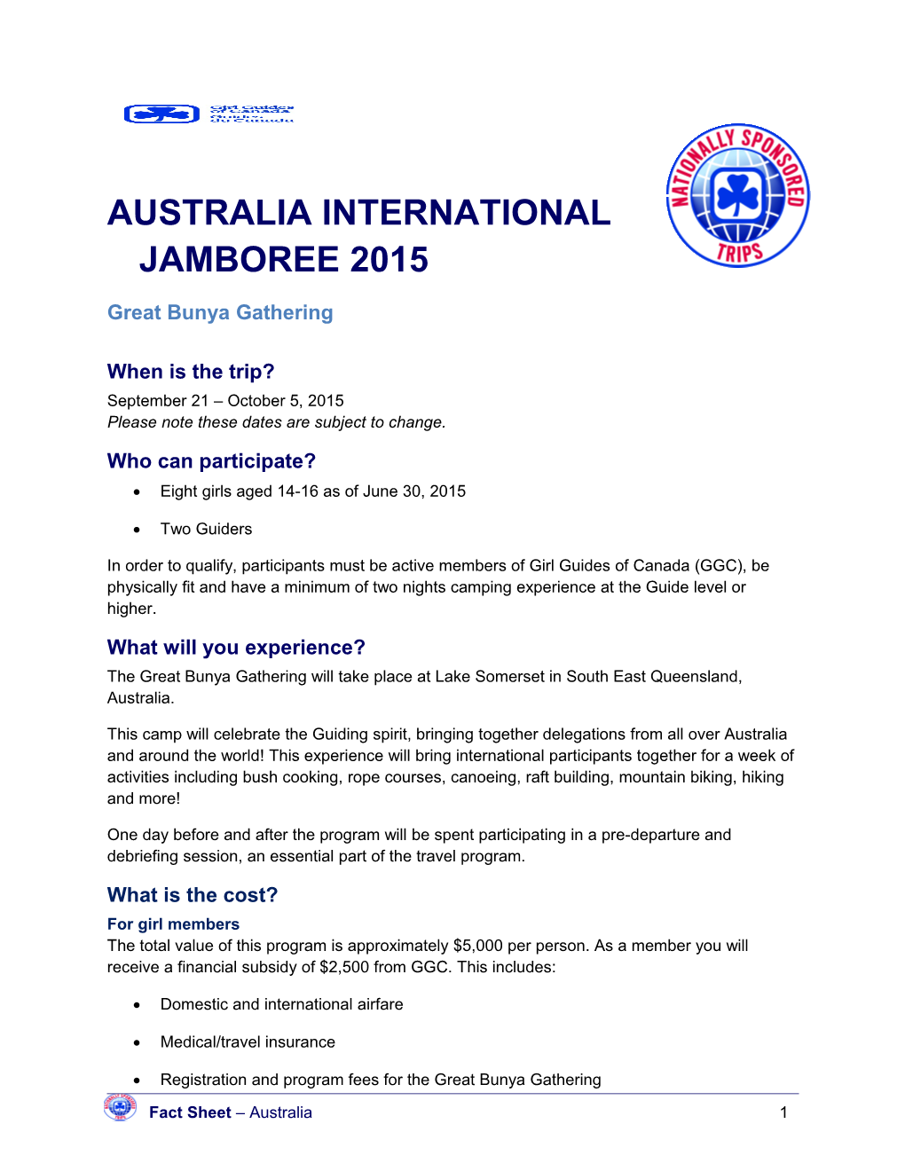 Australia International Jamboree 2015
