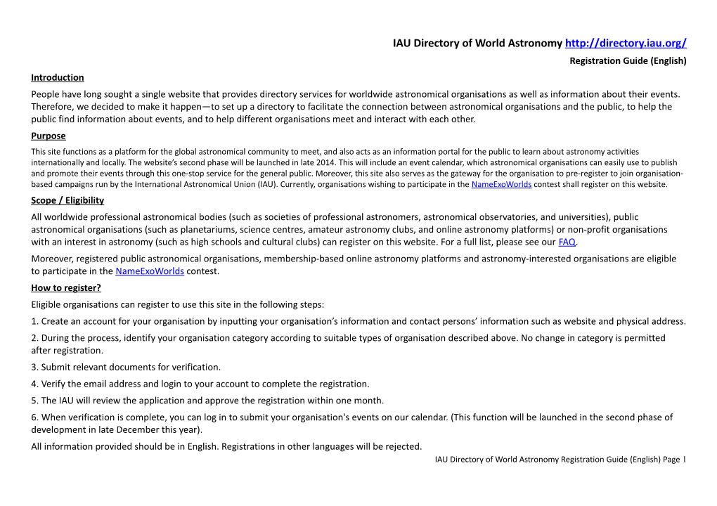 IAU Directory of World Astronomy