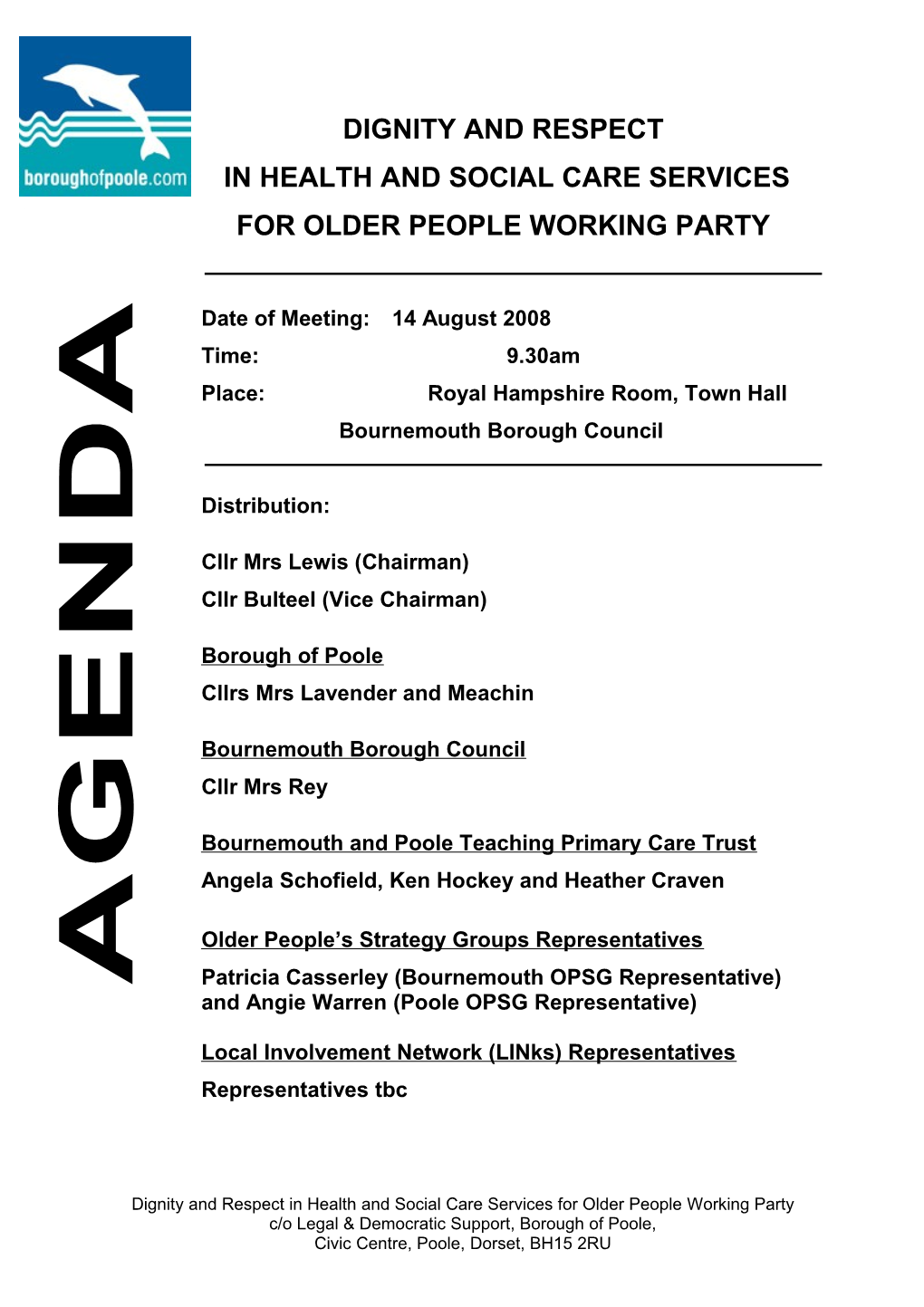 Agenda - Dignity and Respect in Health and Social Care Services for Older People Working