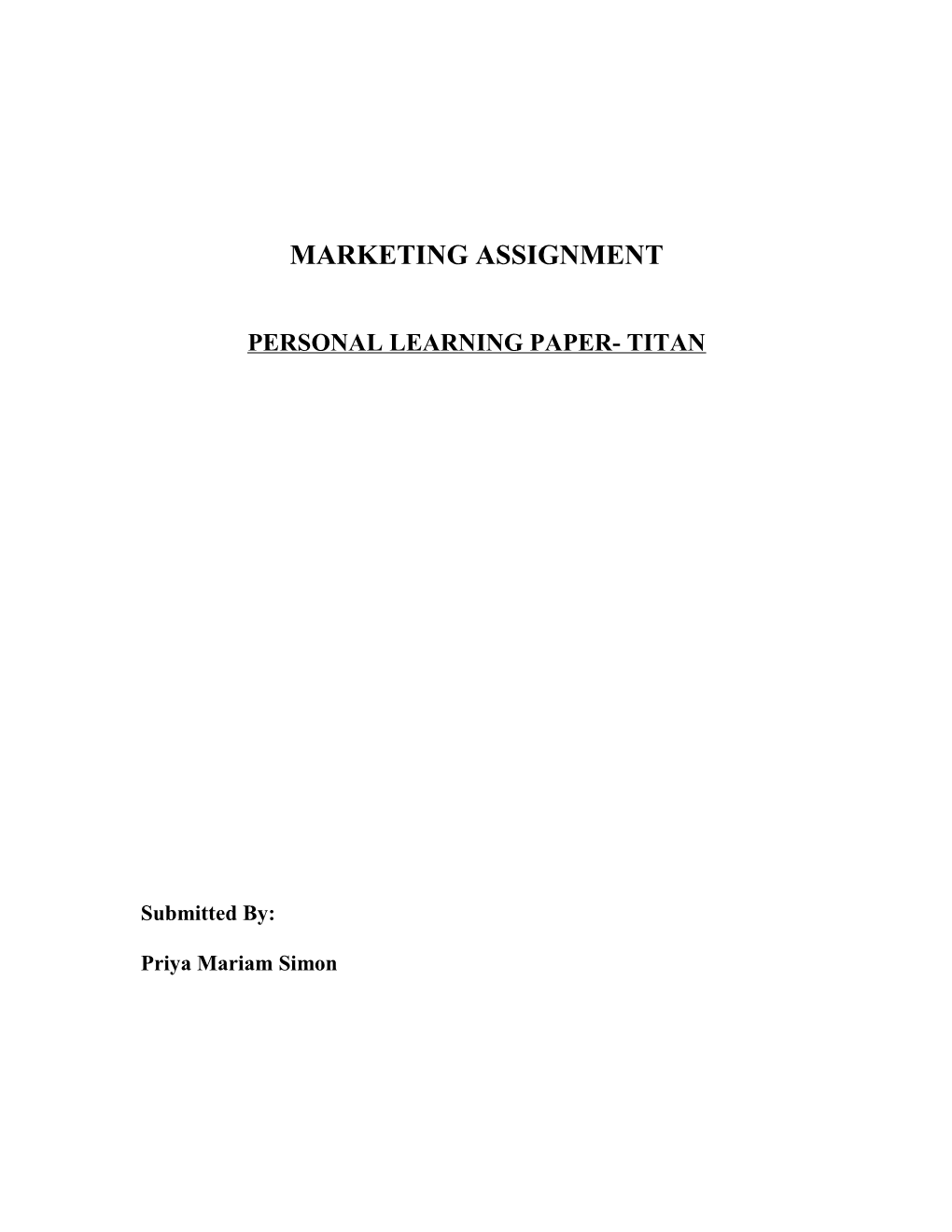 Personal Learning Paper- Titan