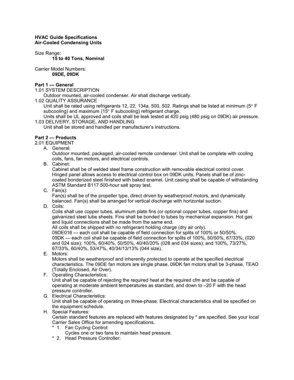 09DE,DK Guide Specifications, 15 to 40 Tons