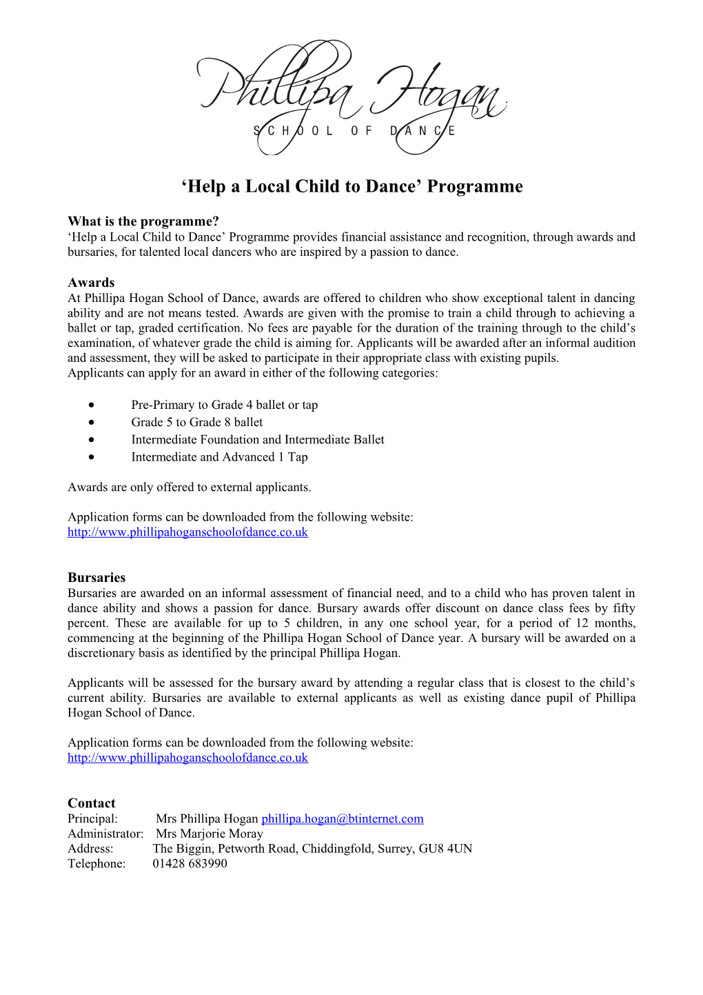 Help a Local Child to Dance Programme