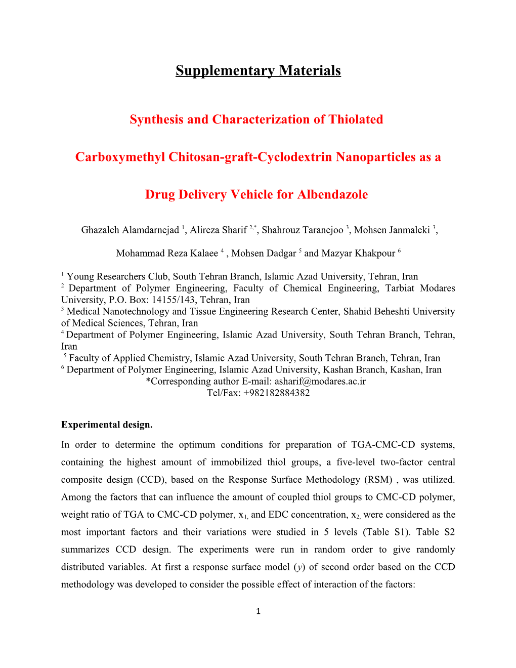 Synthesis and Characterization of Thiolated