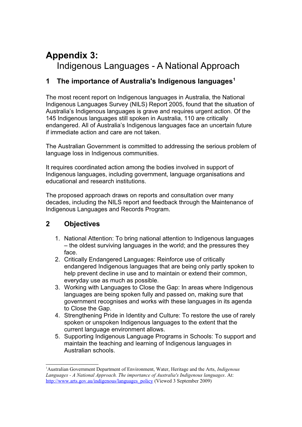 Appendix X: Australia S National Indigenous Languages Policy