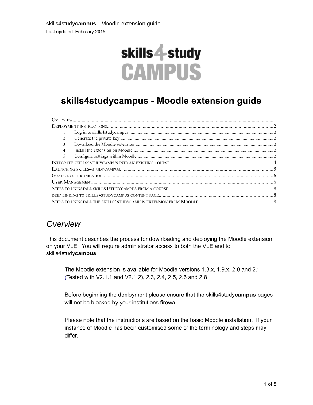 Skills4studycampus - Moodle Extension Guide