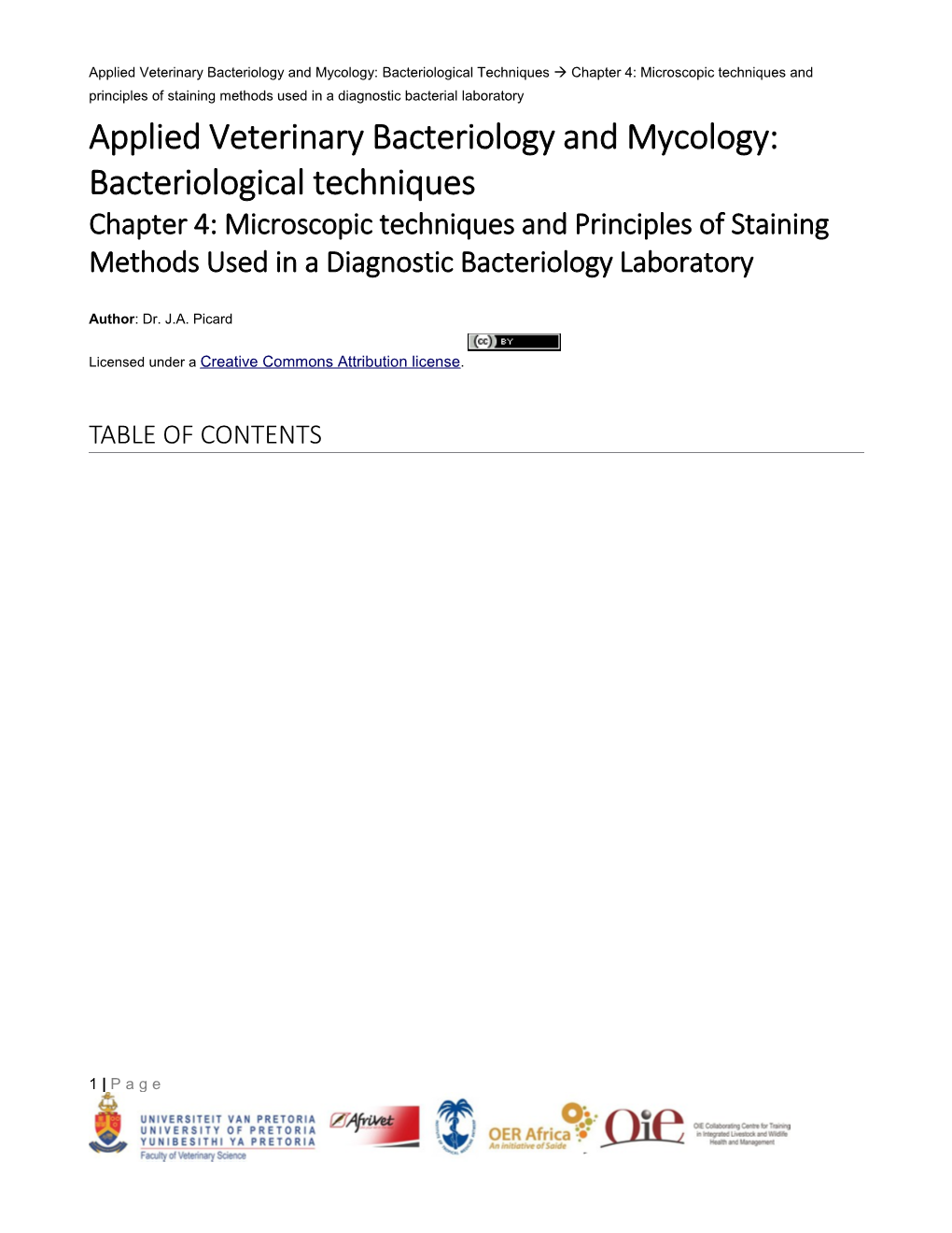 Chapter 4: Microscopic Techniques and Principles of Staining Methods Used in a Diagnostic