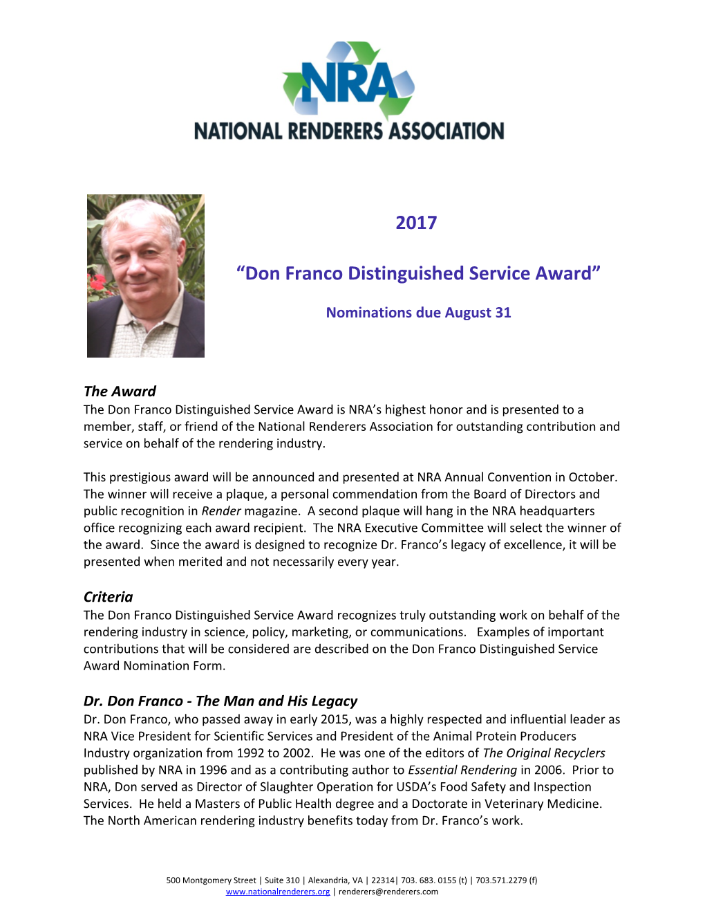 Don Franco Distinguished Service Award