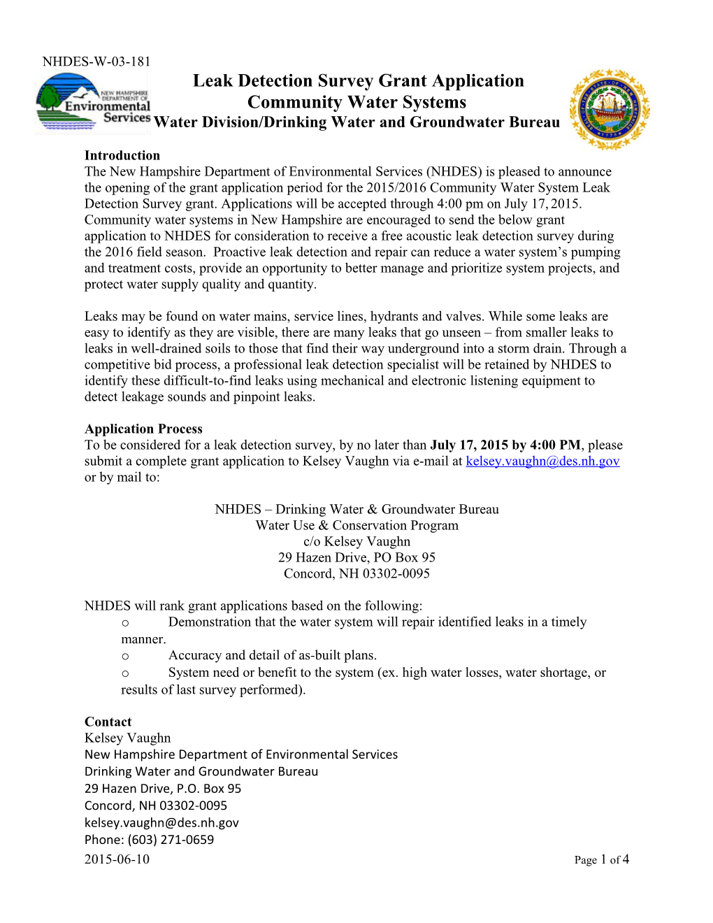 Water Division/Drinking Water and Groundwater Bureau