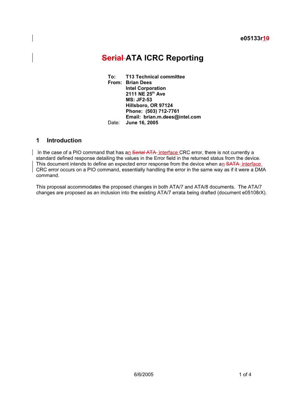 E05133r0 Serial ATA ICRC Reporting