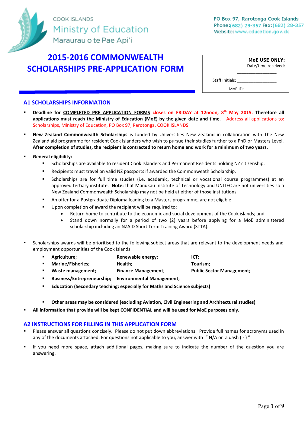 A1 Scholarships Information