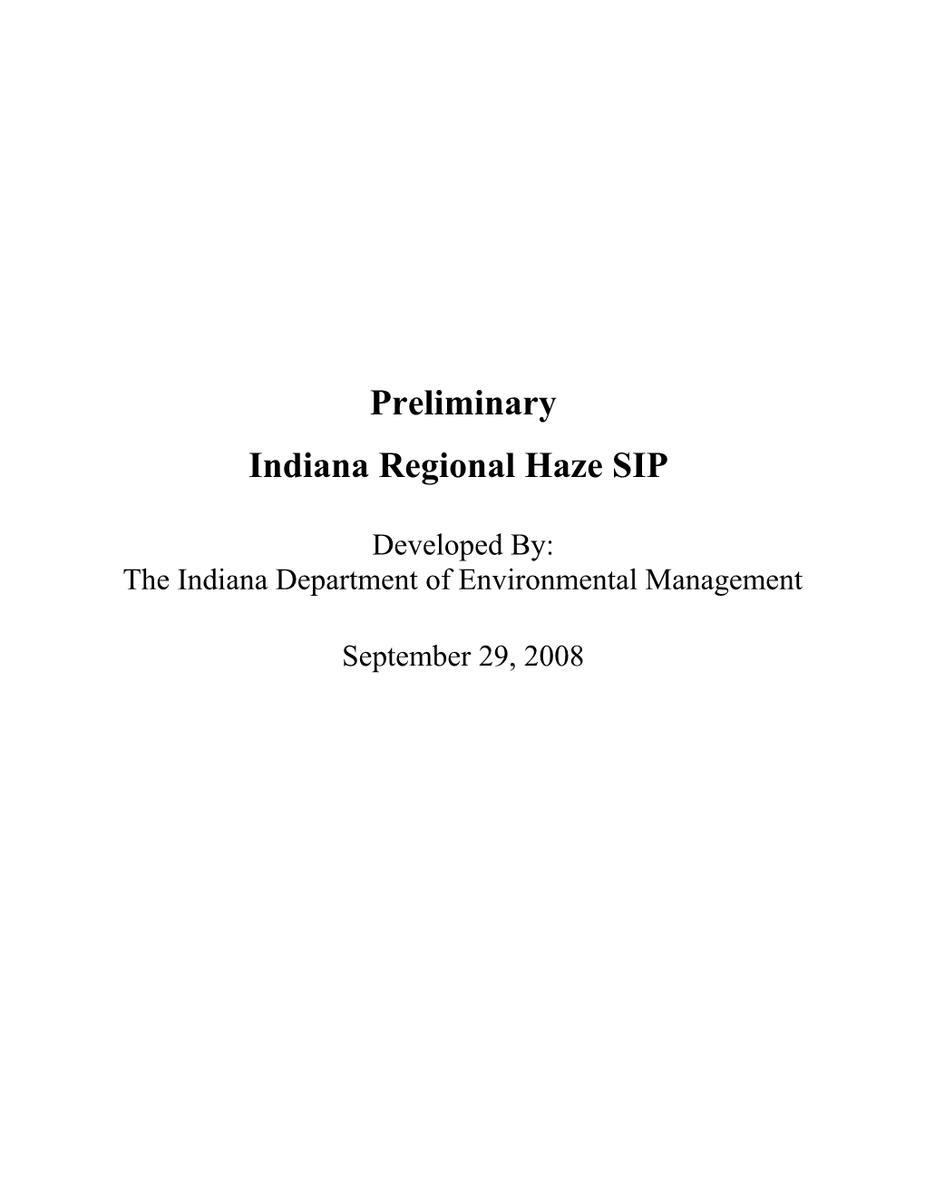 Indiana Regional Haze SIP Draft