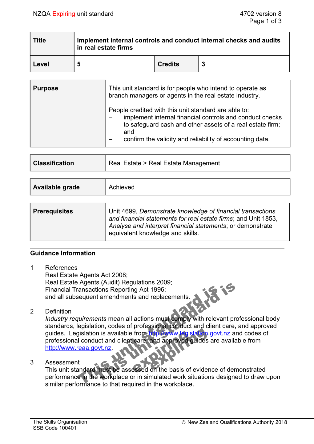 4702 Implement Internal Controls and Conduct Internal Checks and Audits in Real Estate Firms