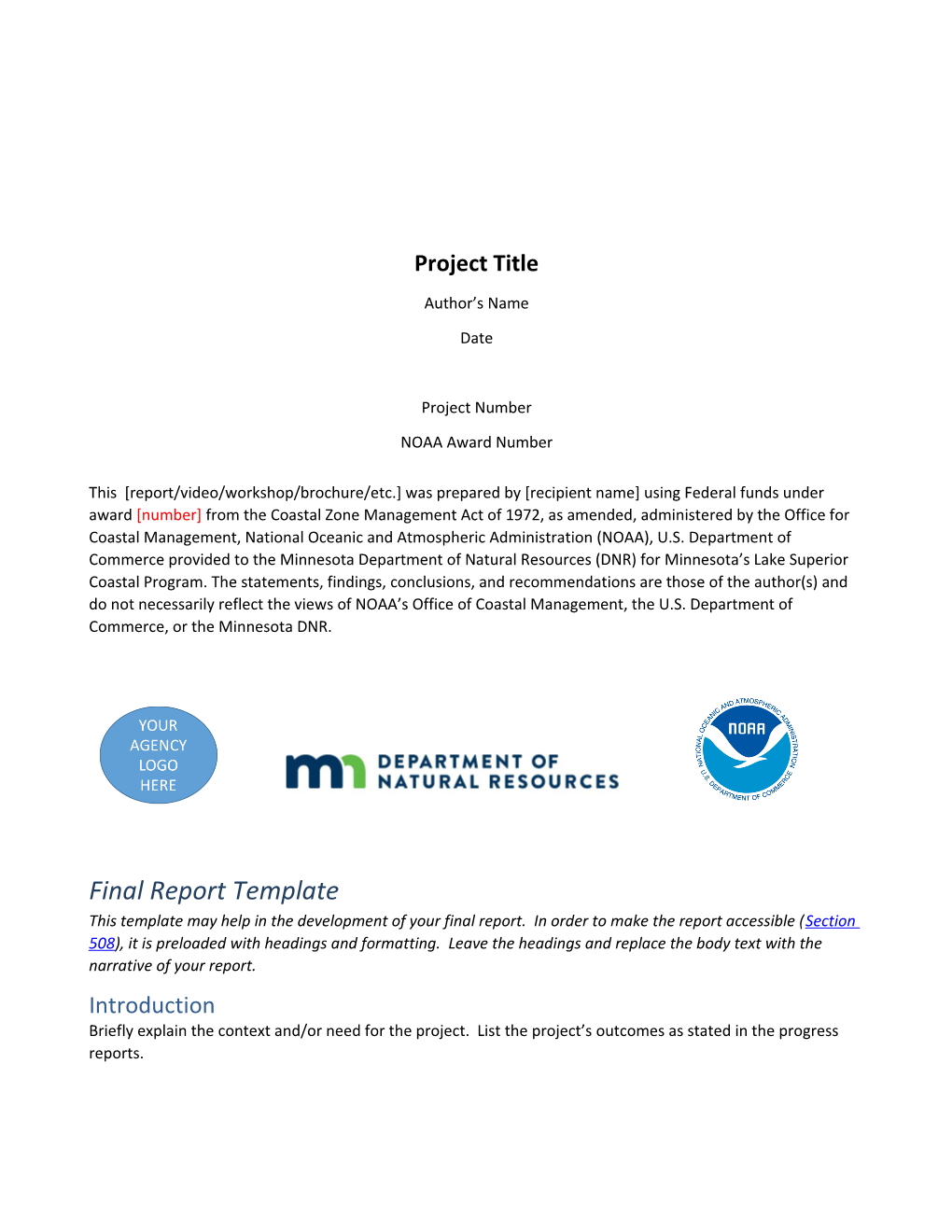 MN Coastal Program Final Report Template