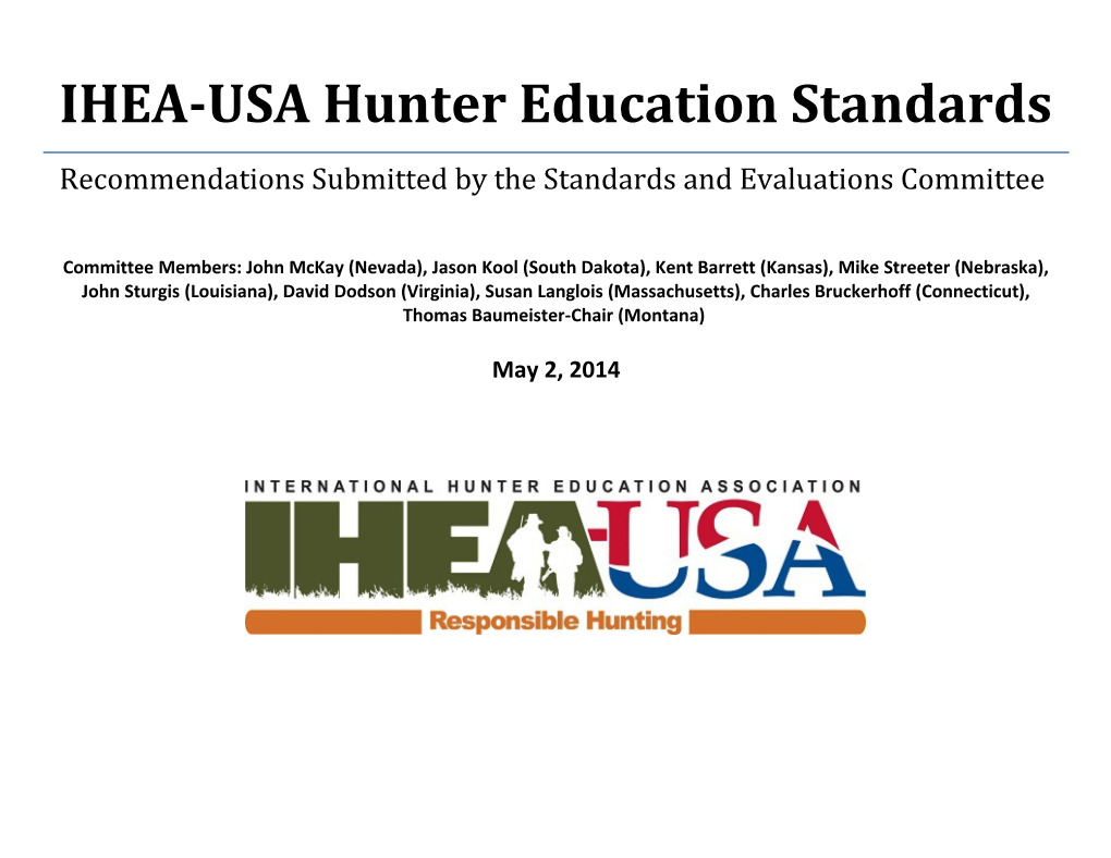 IHEA-USA Hunter Education Standards