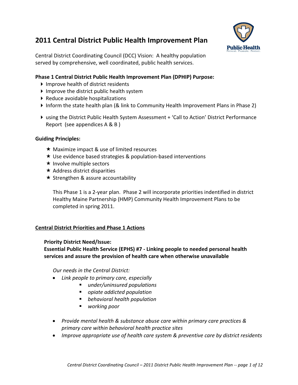 Central District Public Health Improvement Plan