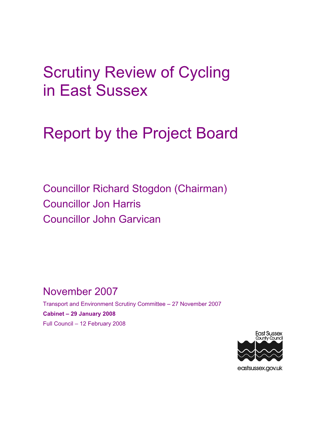 Scrutiny Review of Cycling in East Sussex