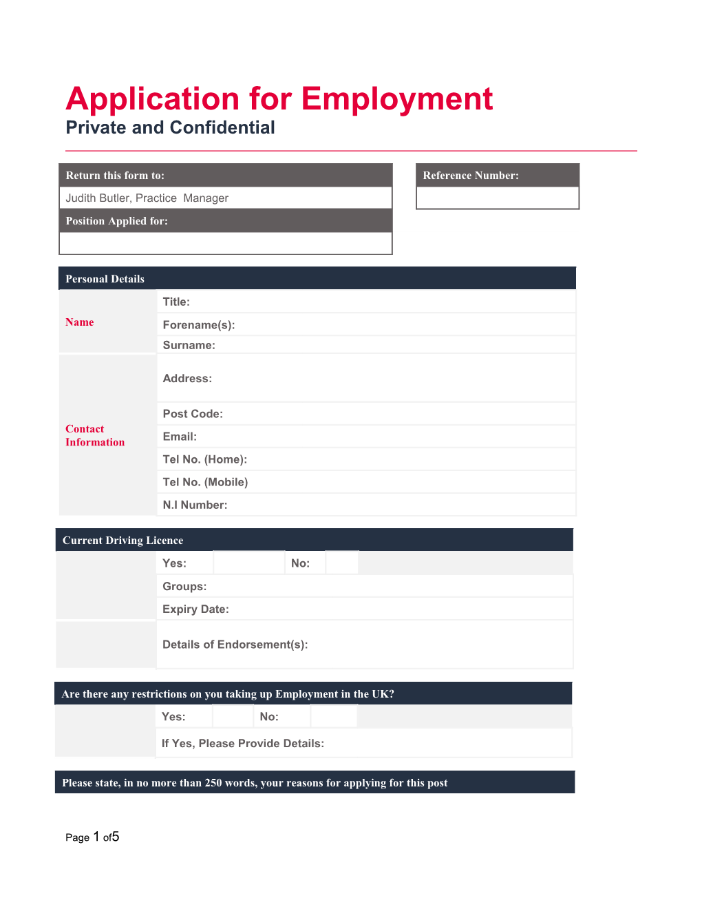 GB - Application for Employment - AP1