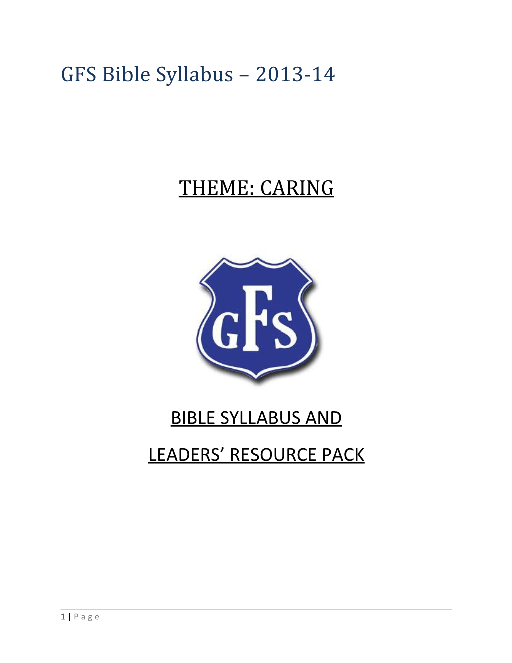 GFS Bible Syllabus 2013-14