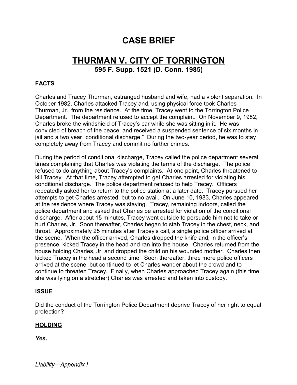 Thurman V. City of Torrington