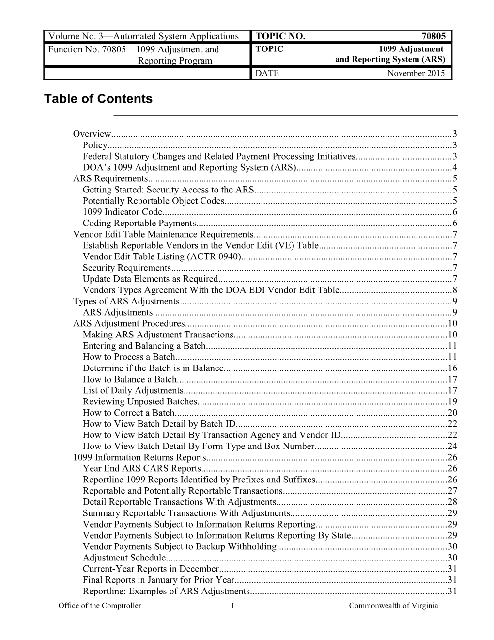 CAPP Manual - 70805 - 1099 Adjustments and Reporting Program, 1099 Adjustment and Reporting