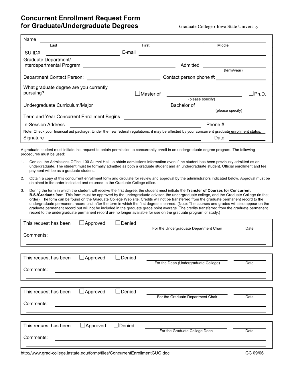 Concurrent Enrollment Request Form