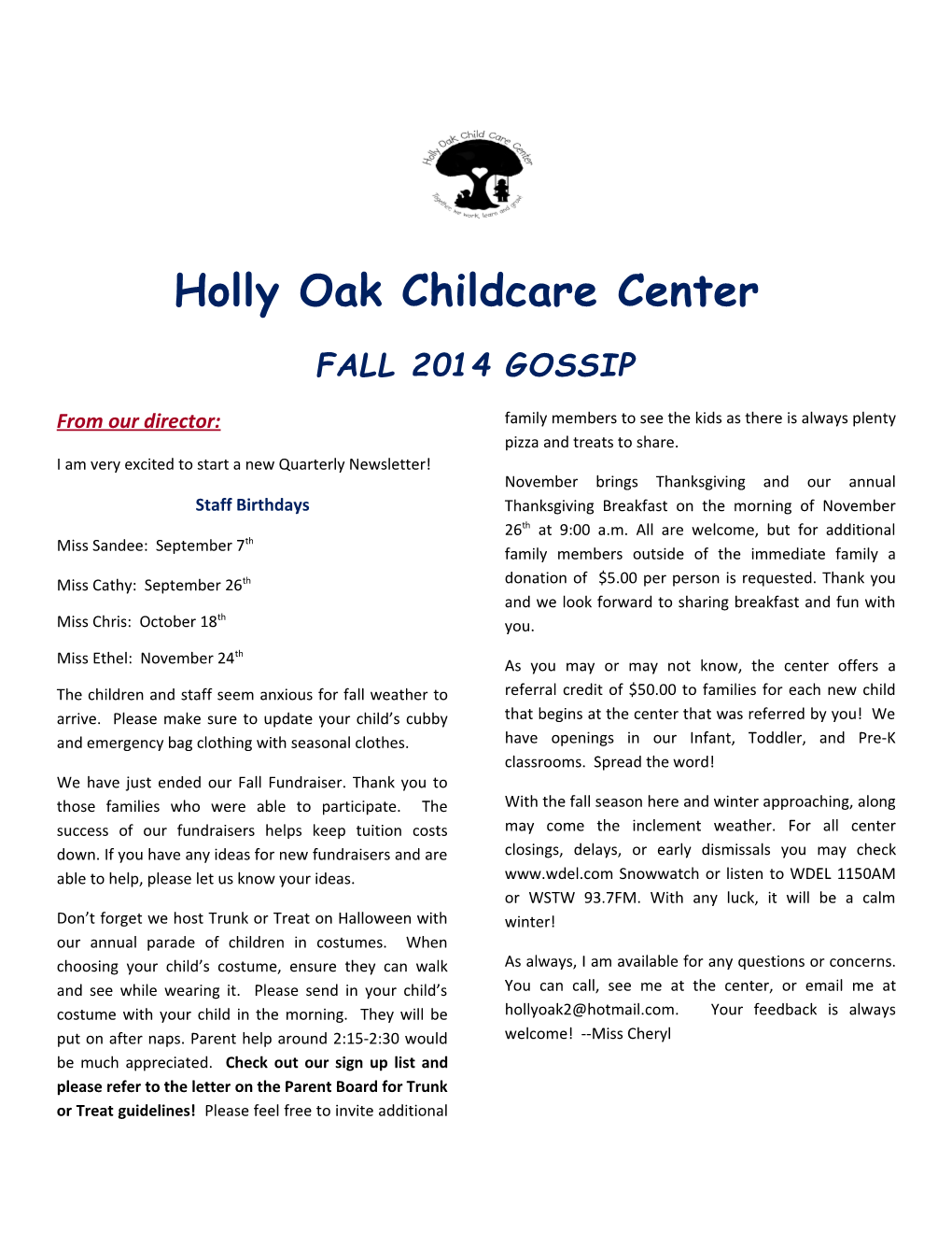 Holly Oak Childcare Center