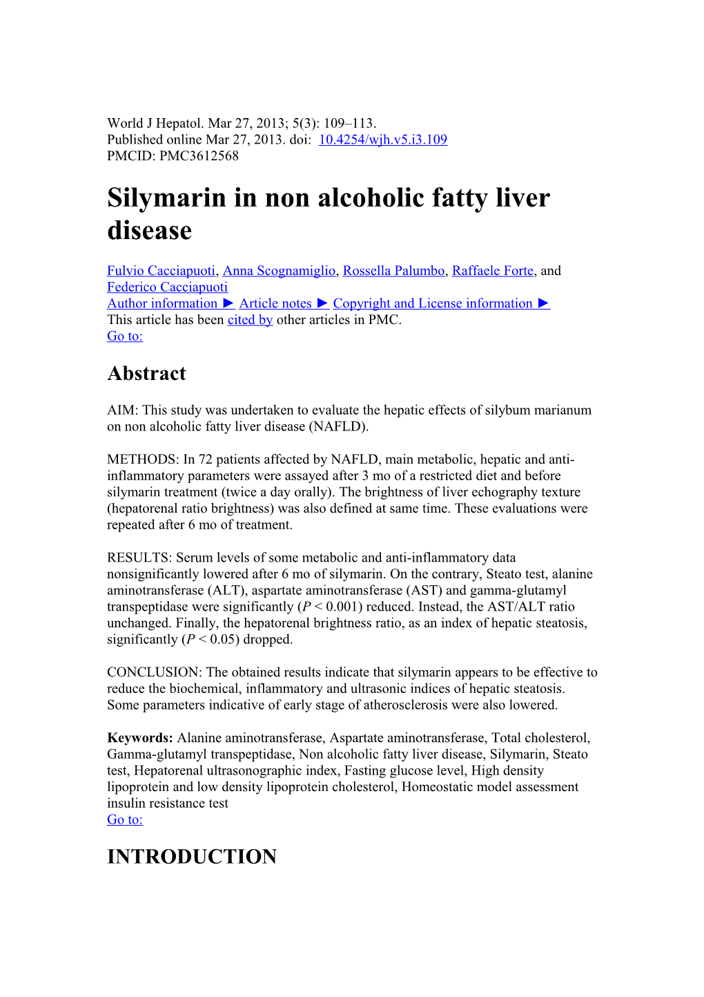 Silymarin in Non Alcoholic Fatty Liver Disease